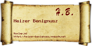 Heizer Benignusz névjegykártya